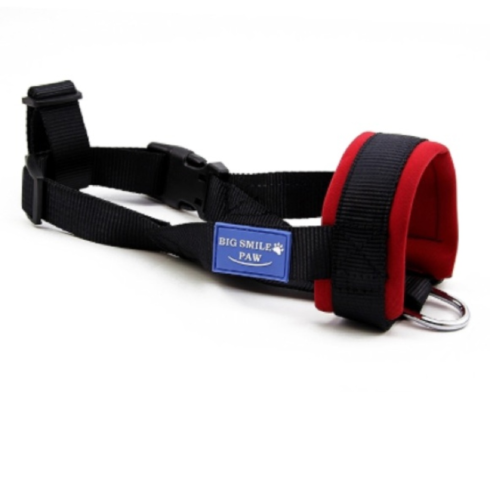 Big Smile Paw Red & Black Dog Head Muzzle – Comfortable No-Pull Training